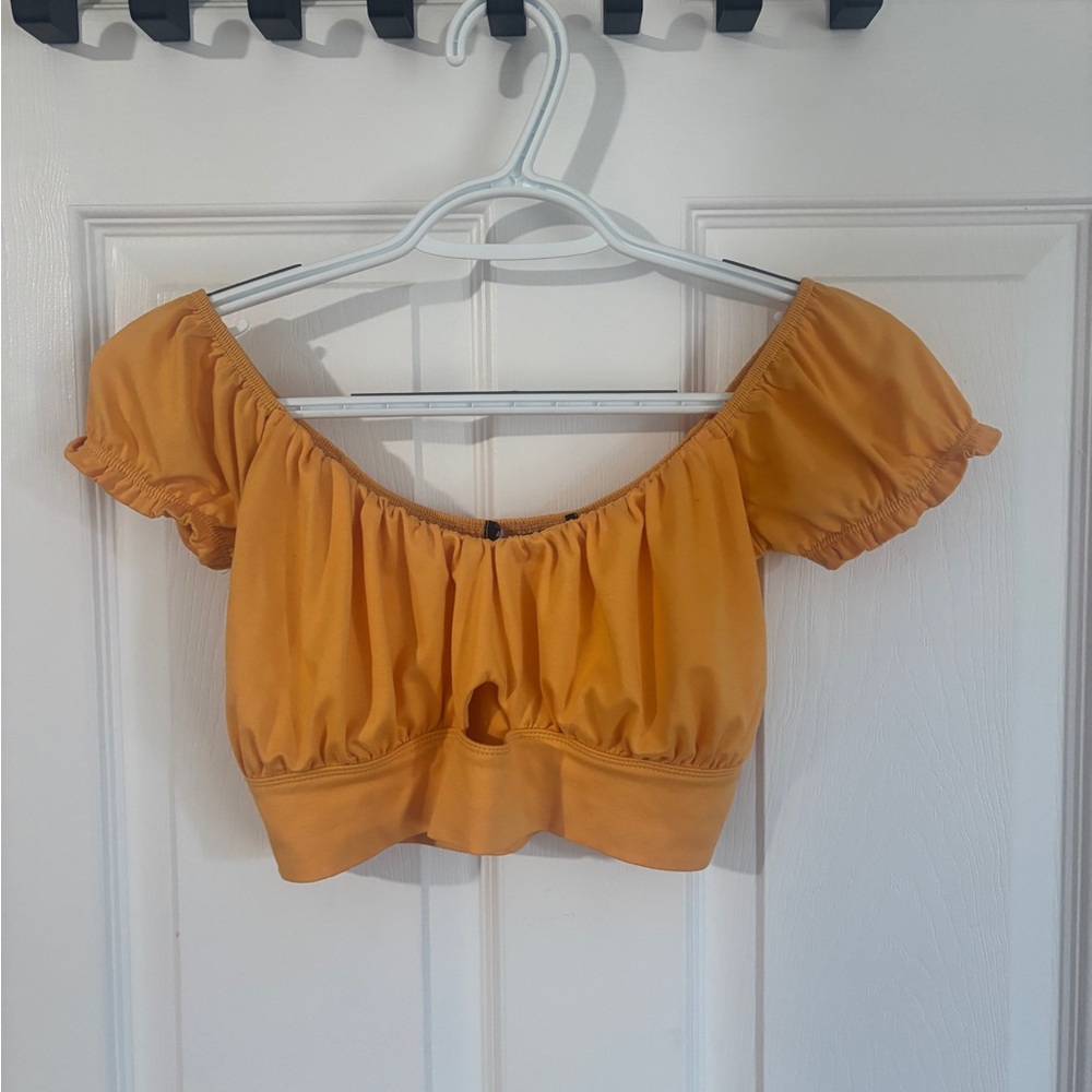 Women's Orange Off-Shoulder Top